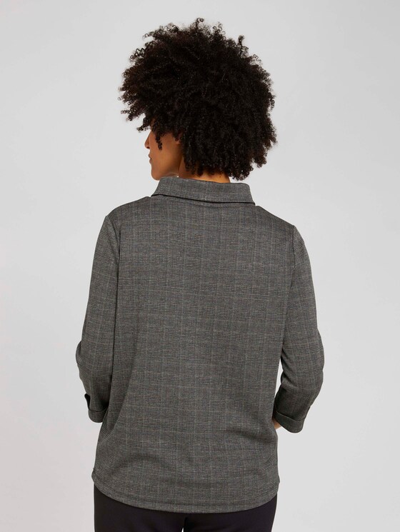 Checked sweatshirt with a turtleneck - Women - grey glencheck Checked sweatshirt with a turtleneck - Women - grey glencheck - 2 - TOM TAILOR