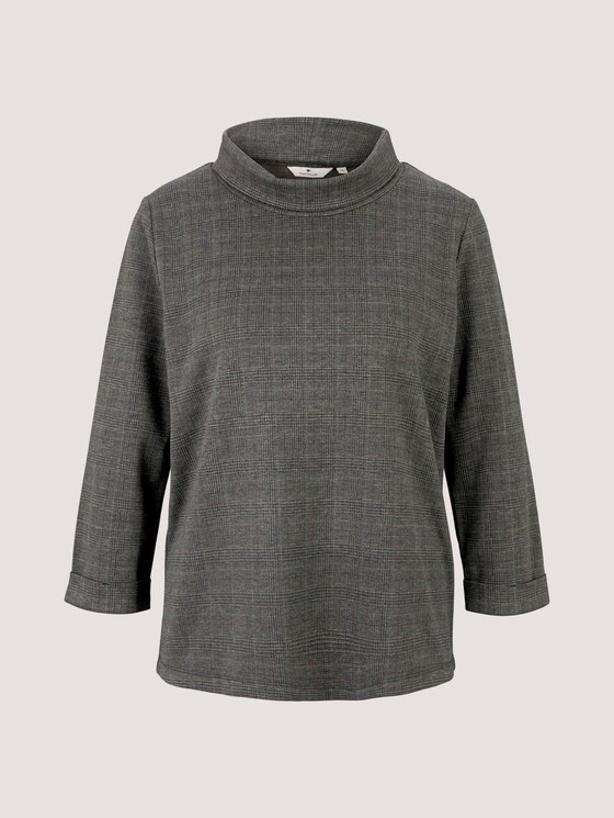 Checked sweatshirt with a turtleneck - Women - grey glencheck Checked sweatshirt with a turtleneck - Women - grey glencheck - 7 - TOM TAILOR
