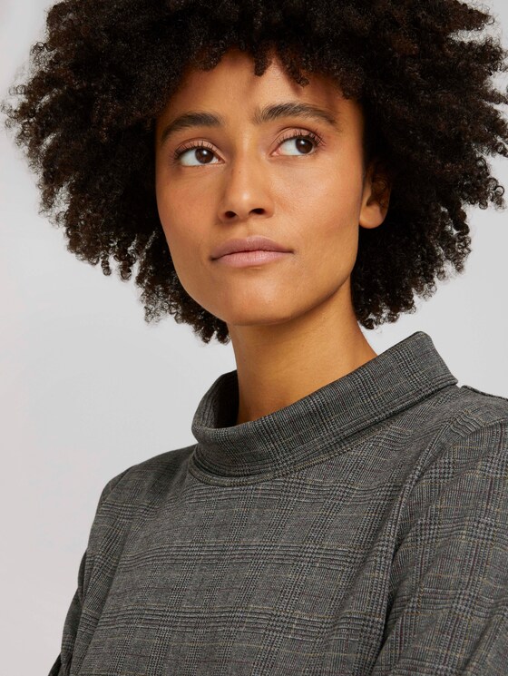 Checked sweatshirt with a turtleneck - Women - grey glencheck Checked sweatshirt with a turtleneck - Women - grey glencheck - 9 - TOM TAILOR
