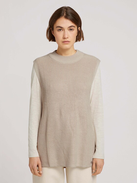 Strickpullover ohne Ärmel - Frauen - cold beige Strickpullover ohne Ärmel - Frauen - cold beige - 1 - TOM TAILOR Denim