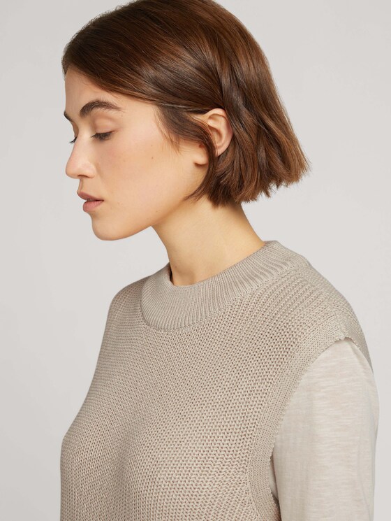 Strickpullover ohne Ärmel - Frauen - cold beige Strickpullover ohne Ärmel - Frauen - cold beige - 9 - TOM TAILOR Denim