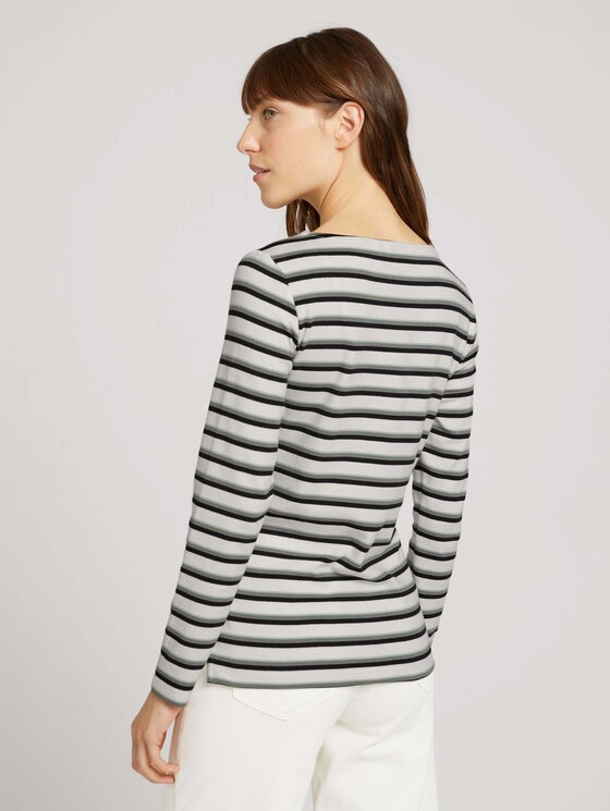 Gestreiftes Langarmshirt - Frauen - beige green stripe Gestreiftes Langarmshirt - Frauen - beige green stripe - 2 - TOM TAILOR
