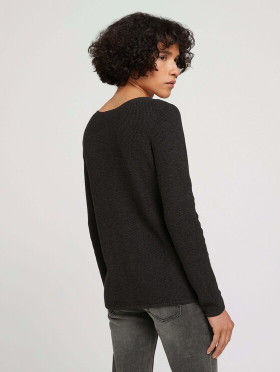 Pullover mit feinem Strickmuster - Frauen - Coal Grey Melange Pullover mit feinem Strickmuster - Frauen - Coal Grey Melange - 2 - TOM TAILOR
