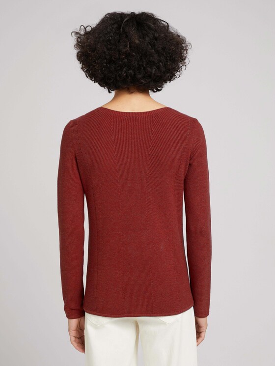 Pullover mit feinem Strickmuster - Frauen - dark maroon red melange Pullover mit feinem Strickmuster - Frauen - dark maroon red melange - 2 - TOM TAILOR