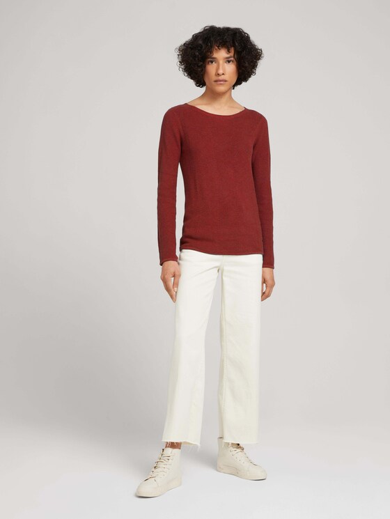 Pullover mit feinem Strickmuster - Frauen - dark maroon red melange Pullover mit feinem Strickmuster - Frauen - dark maroon red melange - 3 - TOM TAILOR