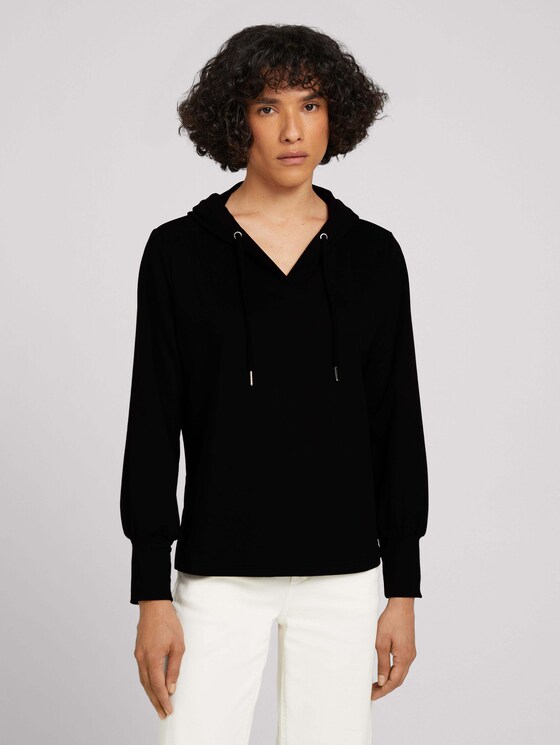 Hoodie mit Seitenschlitzen - Frauen - deep black Hoodie mit Seitenschlitzen - Frauen - deep black - 1 - TOM TAILOR