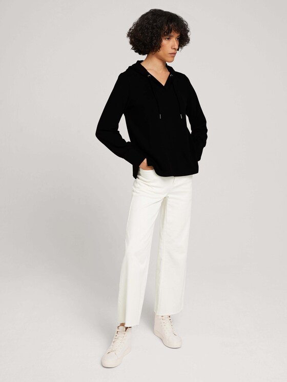 Hoodie mit Seitenschlitzen - Frauen - deep black Hoodie mit Seitenschlitzen - Frauen - deep black - 3 - TOM TAILOR