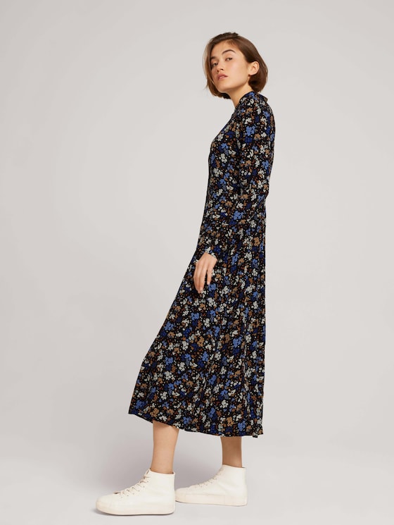 Langes Kleid mit Volants - Frauen - black blue flower print Langes Kleid mit Volants - Frauen - black blue flower print - 5 - TOM TAILOR Denim