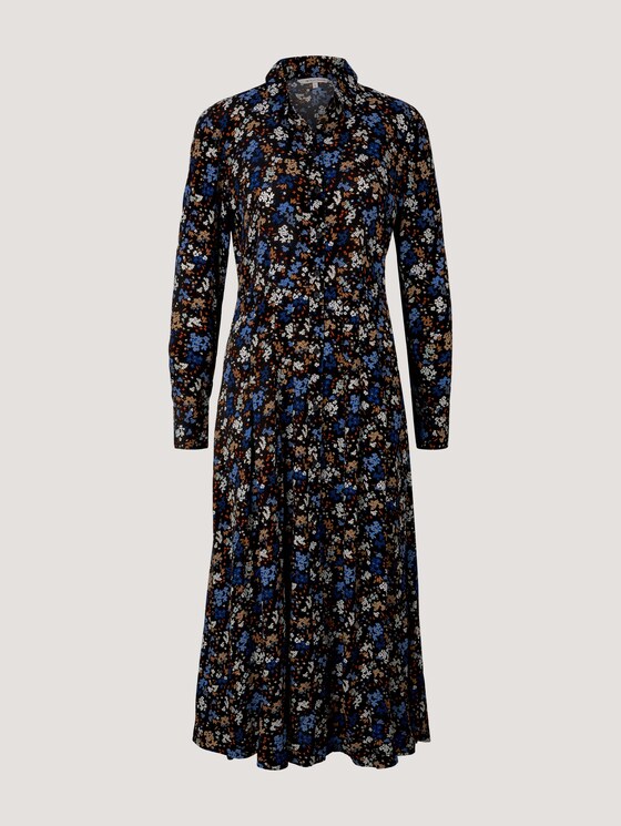 Langes Kleid mit Volants - Frauen - black blue flower print Langes Kleid mit Volants - Frauen - black blue flower print - 7 - TOM TAILOR Denim