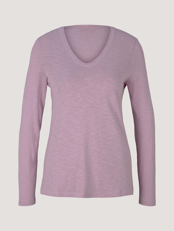 Basic Langarmshirt mit V-Ausschnitt - Frauen - iris flower Basic Langarmshirt mit V-Ausschnitt - Frauen - iris flower - 7 - TOM TAILOR