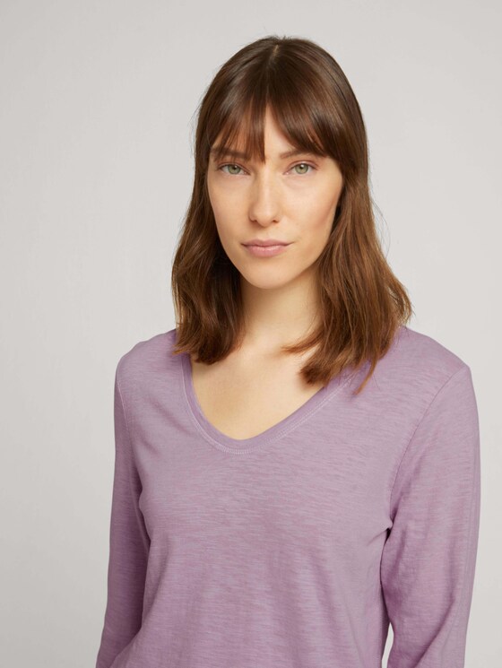 Basic Langarmshirt mit V-Ausschnitt - Frauen - iris flower Basic Langarmshirt mit V-Ausschnitt - Frauen - iris flower - 9 - TOM TAILOR