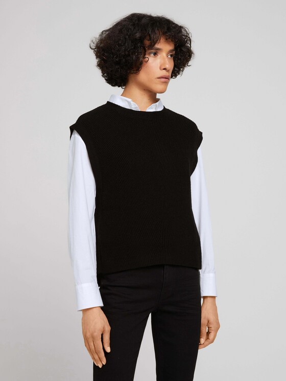Pullunder mit Seitenschlitzen - Frauen - deep black Pullunder mit Seitenschlitzen - Frauen - deep black - 1 - TOM TAILOR