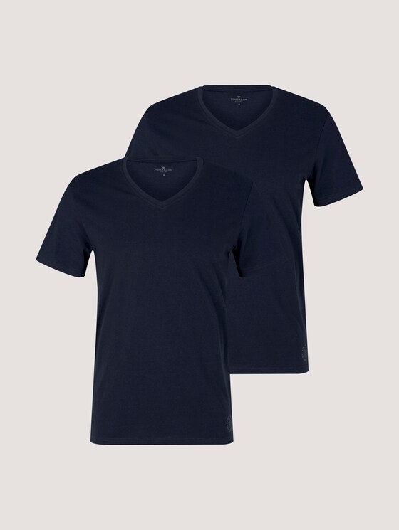 T-shirt met V-hals in een dubbele verpakking - Mannen - Sky Captain Blue T-shirt met V-hals in een dubbele verpakking - Mannen - Sky Captain Blue - 7 - TOM TAILOR