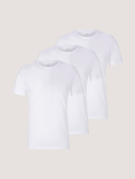 Basic t-shirt in a 3-pack - Men - White Basic t-shirt in a 3-pack - Men - White - 7 - TOM TAILOR
