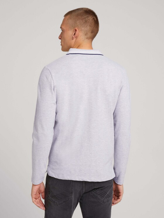 Langarm Poloshirt mit Stickerei - Männer - Light Stone Grey Melange Langarm Poloshirt mit Stickerei - Männer - Light Stone Grey Melange - 2 - TOM TAILOR