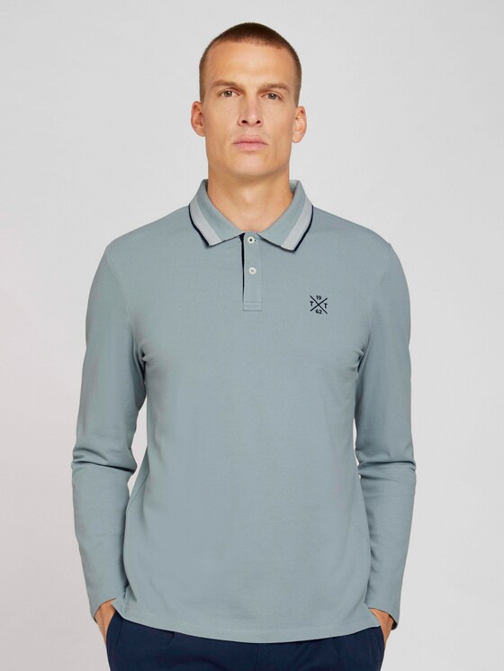 Langarm Poloshirt mit Stickerei - Männer - light ice blue Langarm Poloshirt mit Stickerei - Männer - light ice blue - 1 - TOM TAILOR