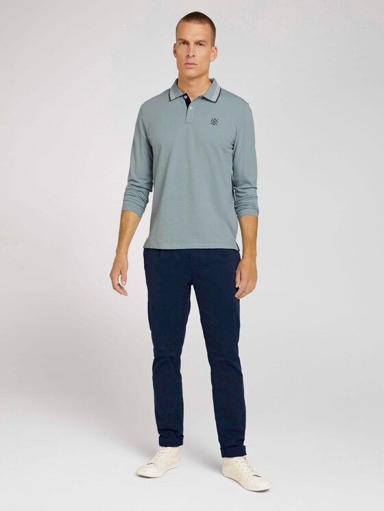 Langarm Poloshirt mit Stickerei - Männer - light ice blue Langarm Poloshirt mit Stickerei - Männer - light ice blue - 3 - TOM TAILOR