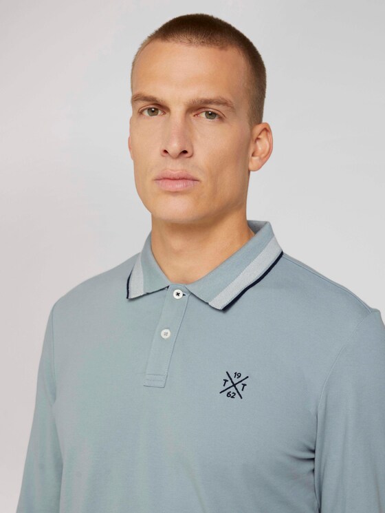 Langarm Poloshirt mit Stickerei - Männer - light ice blue Langarm Poloshirt mit Stickerei - Männer - light ice blue - 9 - TOM TAILOR