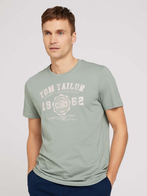 T-Shirt mit Logo Print - Männer - Dark Smoke Green T-Shirt mit Logo Print - Männer - Dark Smoke Green - 1 - TOM TAILOR