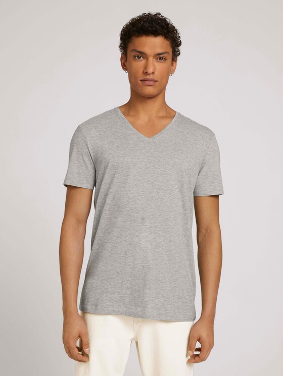T-shirt in dubbelpak - Mannen - Middle Grey Melange T-shirt in dubbelpak - Mannen - Middle Grey Melange - 1 - TOM TAILOR Denim