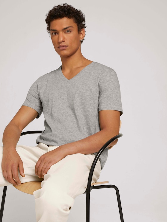 T-shirt in dubbelpak - Mannen - Middle Grey Melange T-shirt in dubbelpak - Mannen - Middle Grey Melange - 5 - TOM TAILOR Denim