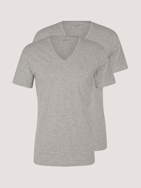 T-shirt in dubbelpak - Mannen - Middle Grey Melange T-shirt in dubbelpak - Mannen - Middle Grey Melange - 7 - TOM TAILOR Denim