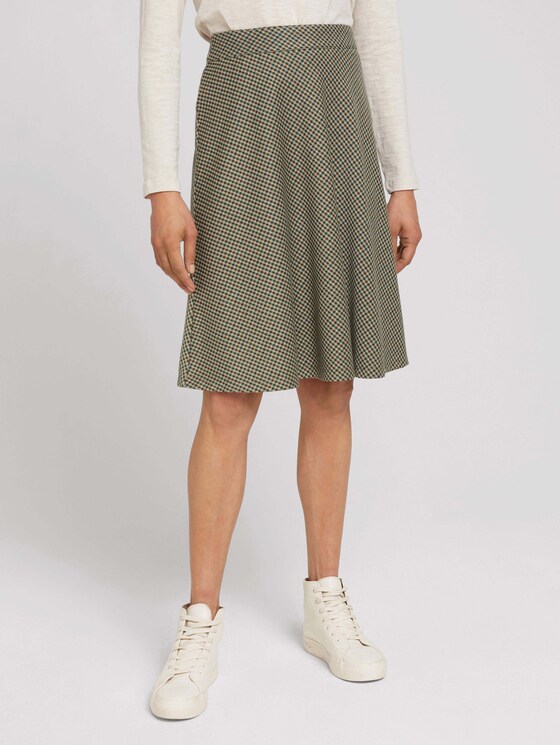 Ausgestellter Rock mit Karomuster - Frauen - beige green small check Ausgestellter Rock mit Karomuster - Frauen - beige green small check - 1 - TOM TAILOR