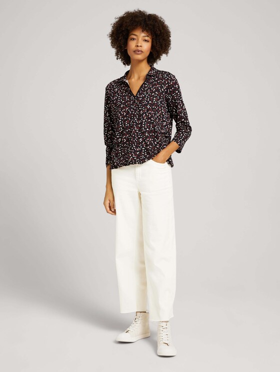 Gemustertes Henleyshirt - Frauen - black small dot design Gemustertes Henleyshirt - Frauen - black small dot design - 3 - TOM TAILOR