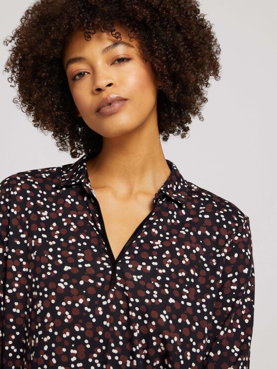 Gemustertes Henleyshirt - Frauen - black small dot design Gemustertes Henleyshirt - Frauen - black small dot design - 9 - TOM TAILOR