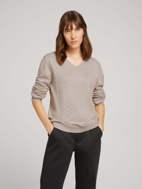 Strickpullover mit Punktemuster - Frauen - beige melange foil dot print Strickpullover mit Punktemuster - Frauen - beige melange foil dot print - 5 - TOM TAILOR