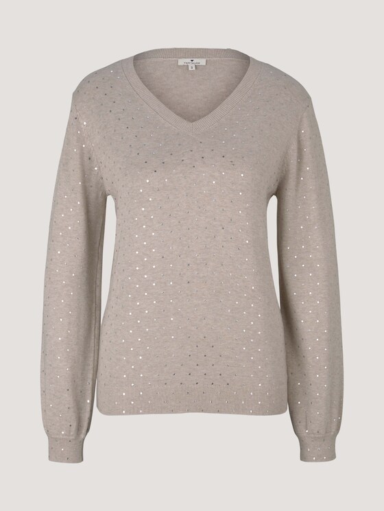 Strickpullover mit Punktemuster - Frauen - beige melange foil dot print Strickpullover mit Punktemuster - Frauen - beige melange foil dot print - 7 - TOM TAILOR