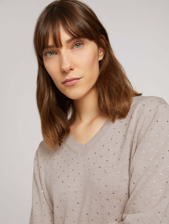 Strickpullover mit Punktemuster - Frauen - beige melange foil dot print Strickpullover mit Punktemuster - Frauen - beige melange foil dot print - 9 - TOM TAILOR