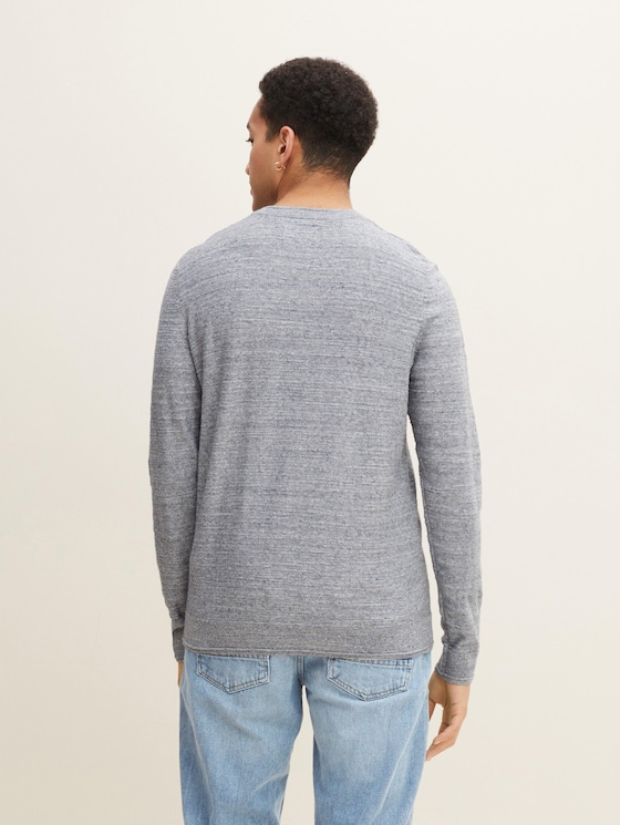 Yaolor Men Round Neck Contrast Slim Pullover Knitted Long Sleeve Sweater