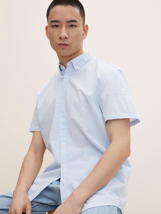 Slim Fit Kurzarmhemd mit Struktur von Denim Male, light blue circle structure