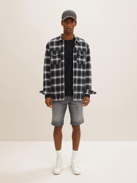 TTJOSH Regular Slim Jeans Shorts von Men, clean mid stone grey denim