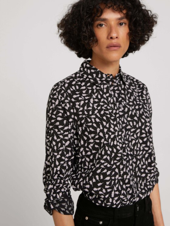Gemusterte Hemdbluse - Frauen - black leaf design Gemusterte Hemdbluse - Frauen - black leaf design - 9 - TOM TAILOR