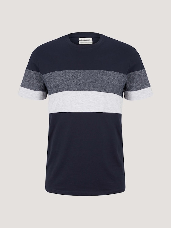 Multi-coloured t-shirt with a pattern striped in Tailor look by a Tom melange