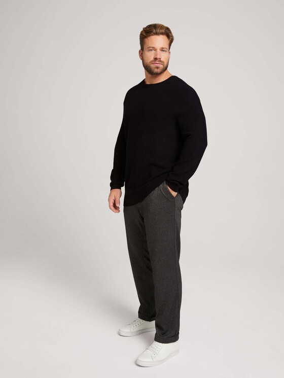 Strukturierter Pullover mit LENZING™ ECOVERO™ - Männer - Black Strukturierter Pullover mit LENZING™ ECOVERO™ - Männer - Black - 3 - Men Plus