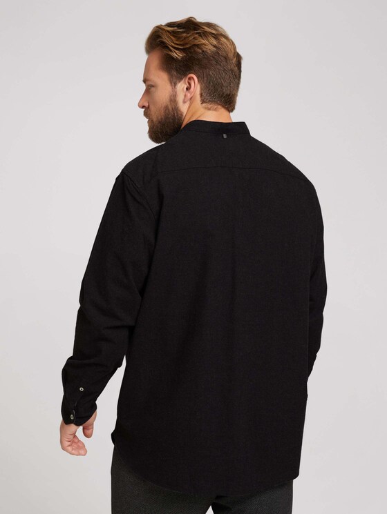 Meliertes Hemd mit Stehkragen - Männer - Black Grey Melange Meliertes Hemd mit Stehkragen - Männer - Black Grey Melange - 2 - Men Plus