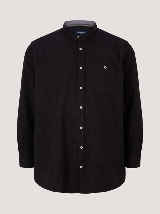 Meliertes Hemd mit Stehkragen - Männer - Black Grey Melange Meliertes Hemd mit Stehkragen - Männer - Black Grey Melange - 7 - Men Plus
