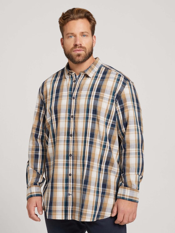 kariertes Hemd - Männer - cognac navy check kariertes Hemd - Männer - cognac navy check - 1 - Men Plus