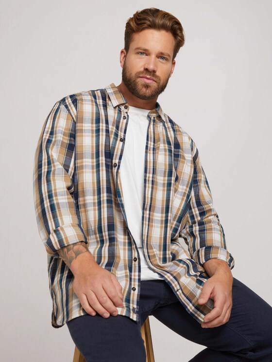 kariertes Hemd - Männer - cognac navy check kariertes Hemd - Männer - cognac navy check - 5 - Men Plus