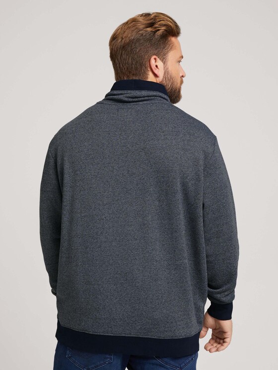 hoodie in a melange look - Men - navy white grindle hoodie in a melange look - Men - navy white grindle - 2 - Men Plus