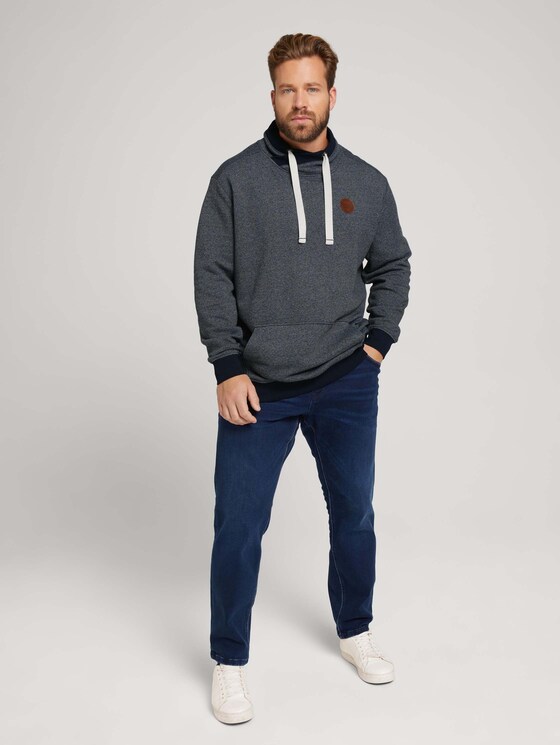 hoodie in a melange look - Men - navy white grindle hoodie in a melange look - Men - navy white grindle - 3 - Men Plus