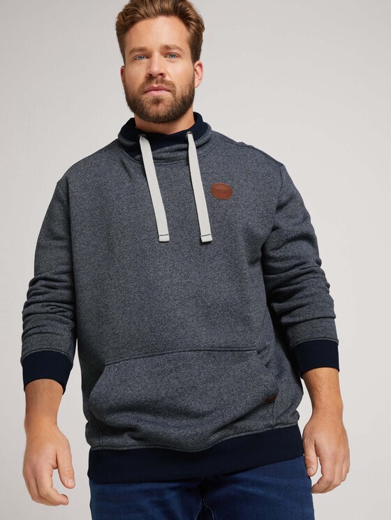 hoodie in a melange look - Men - navy white grindle hoodie in a melange look - Men - navy white grindle - 5 - Men Plus