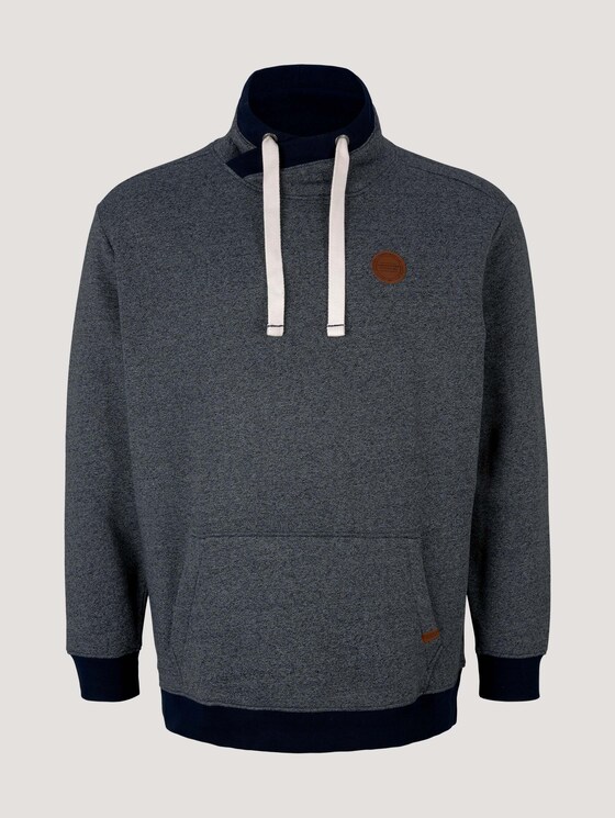 hoodie in a melange look - Men - navy white grindle hoodie in a melange look - Men - navy white grindle - 7 - Men Plus