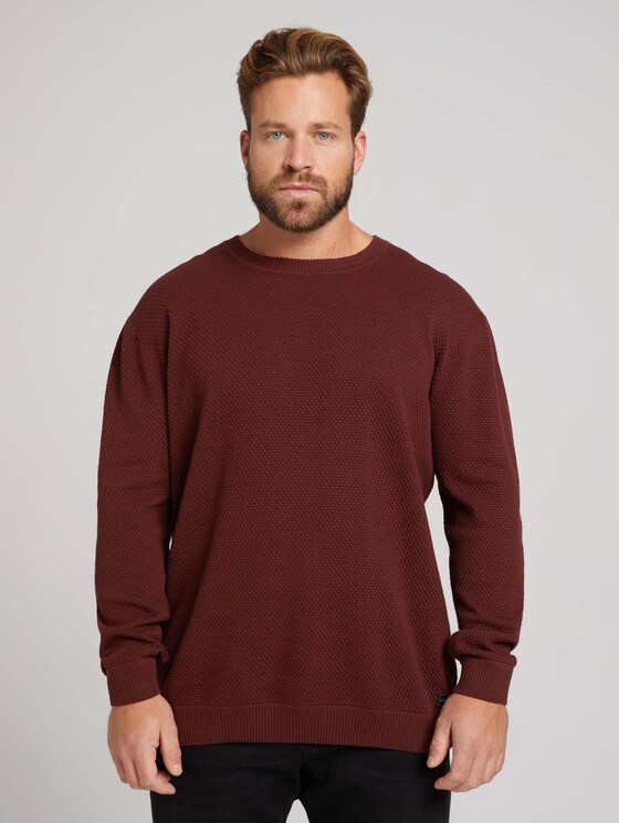 Strukturierter Pullover mit Bio-Baumwolle - Männer - Decadent Bordeaux Strukturierter Pullover mit Bio-Baumwolle - Männer - Decadent Bordeaux - 1 - Men Plus