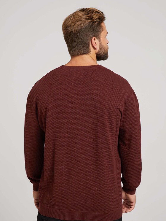 Strukturierter Pullover mit Bio-Baumwolle - Männer - Decadent Bordeaux Strukturierter Pullover mit Bio-Baumwolle - Männer - Decadent Bordeaux - 2 - Men Plus