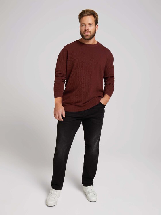 Strukturierter Pullover mit Bio-Baumwolle - Männer - Decadent Bordeaux Strukturierter Pullover mit Bio-Baumwolle - Männer - Decadent Bordeaux - 3 - Men Plus