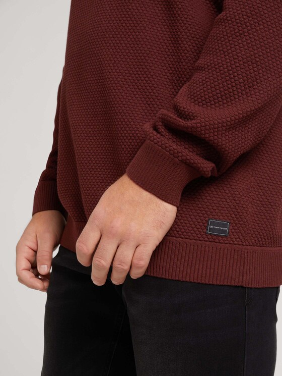 Strukturierter Pullover mit Bio-Baumwolle - Männer - Decadent Bordeaux Strukturierter Pullover mit Bio-Baumwolle - Männer - Decadent Bordeaux - 9 - Men Plus